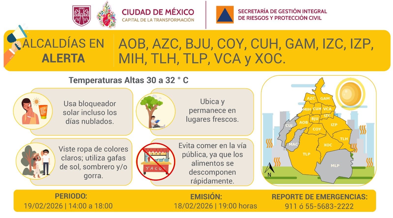 13 alcaldías activan Alerta Amarilla por altas temperaturas en CDMX