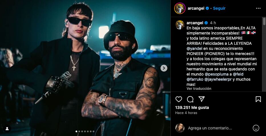 ¿Sin rencores? Arcángel comparte una foto con Peso Pluma y hasta le dedica unas palabras