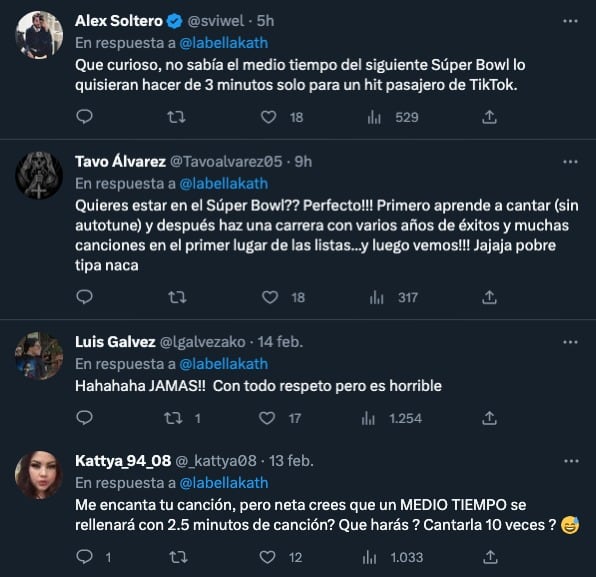 Usuarios reaccionan ante los deseos de Bellakath de presentarse en el Super Bowl