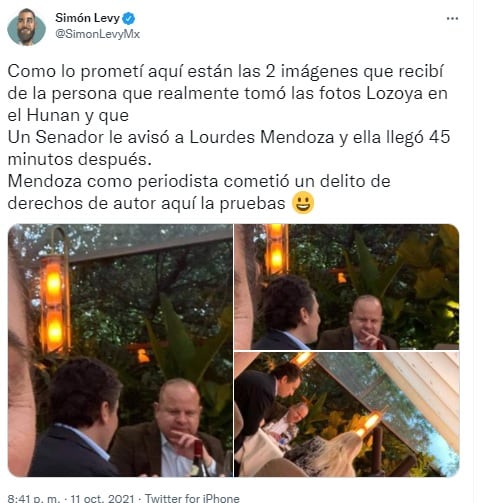 Simón Levy afirma que Lourdes Mendoza no tomó fotos de Lozoya