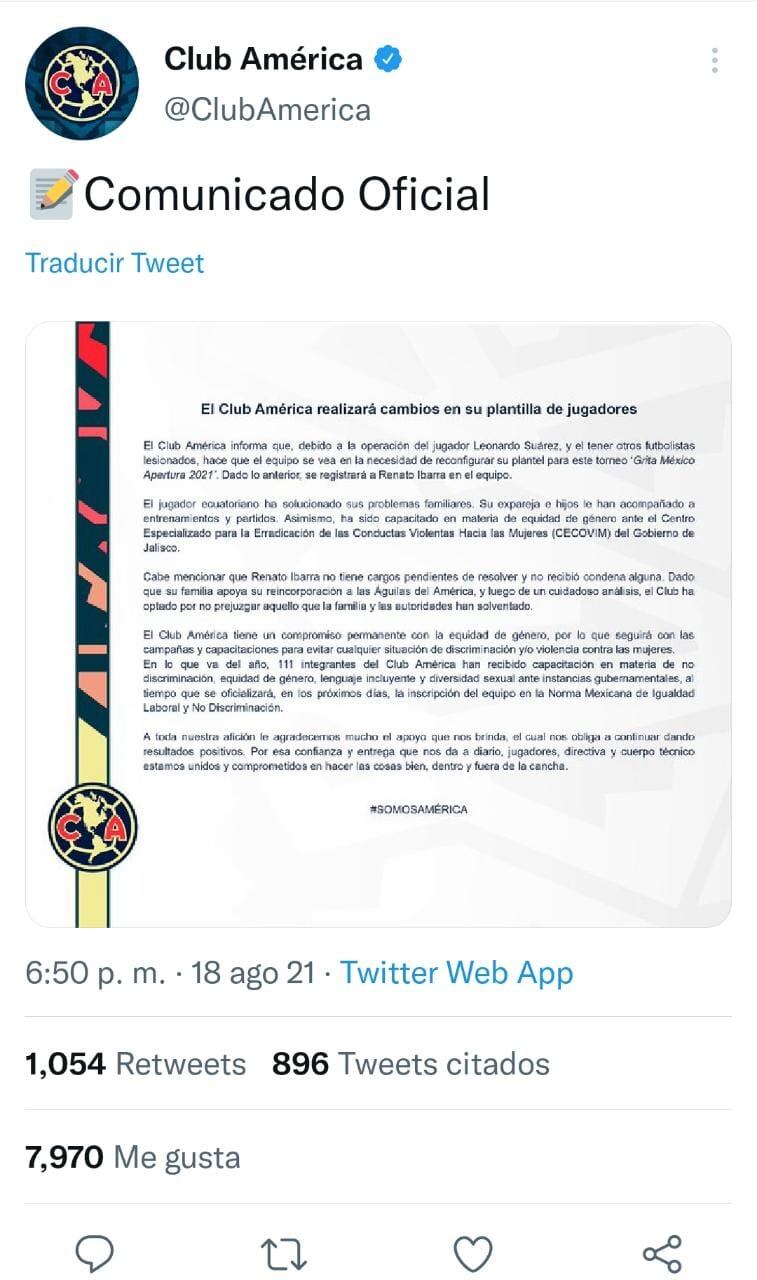 Publicación de Twitter