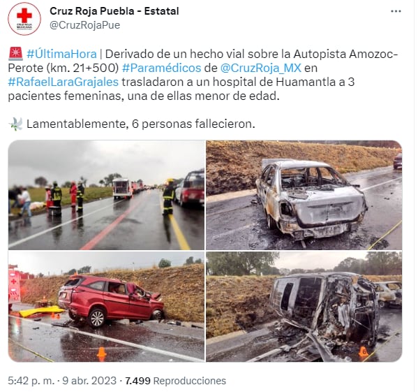 Accidente automovilístico en autopista Amozoc-Perote, Tlaxcala
