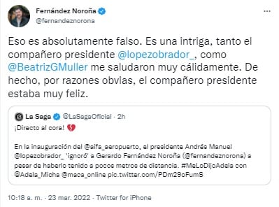 Tuit de Fernández Noroña