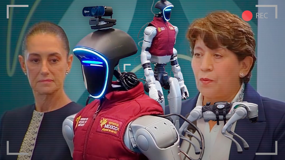 Sheinbaum y Delfina Gómez presentan robot y perro robot para reforzar el C5