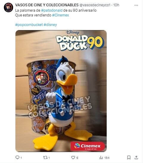 ¿Palomera del Pato Donald en Cinemex? Así se vería el coleccionable de aniversario que sigue sin precio