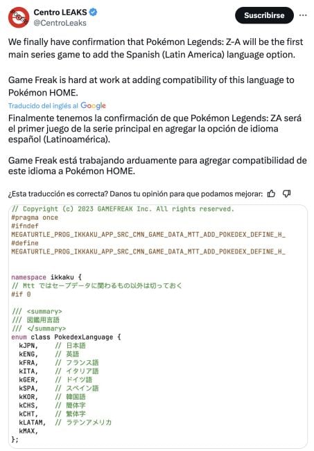Pokémon Legends Z-A en español latino