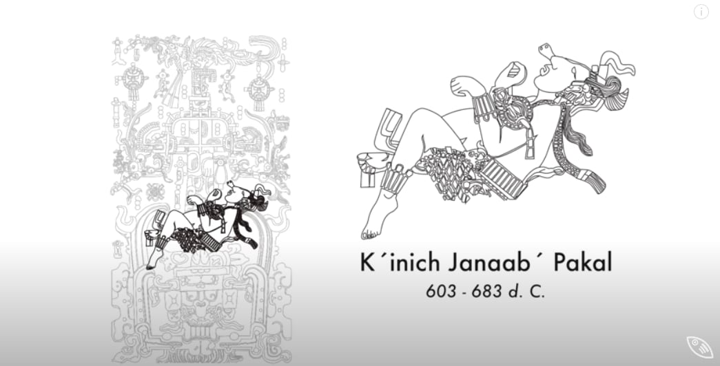 Lápida de Pakal / Pakal en la postura del bebé Kauil