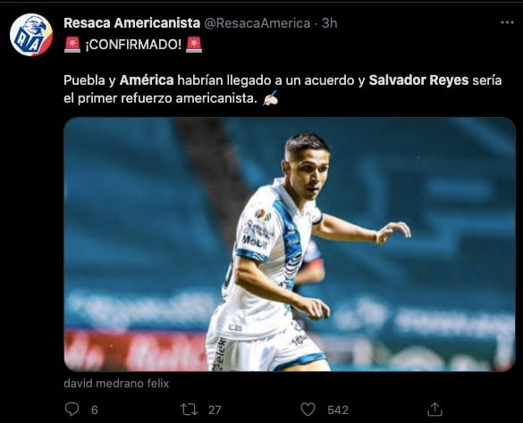 Salvador Reyes, refuerzo de América