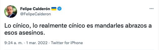 Tuit de Felipe Calderón respondiendo a AMLO