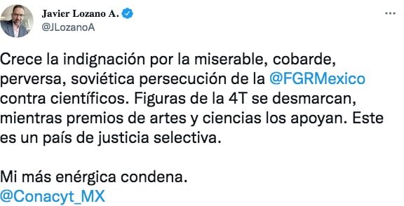 Tuit de Javier Lozano