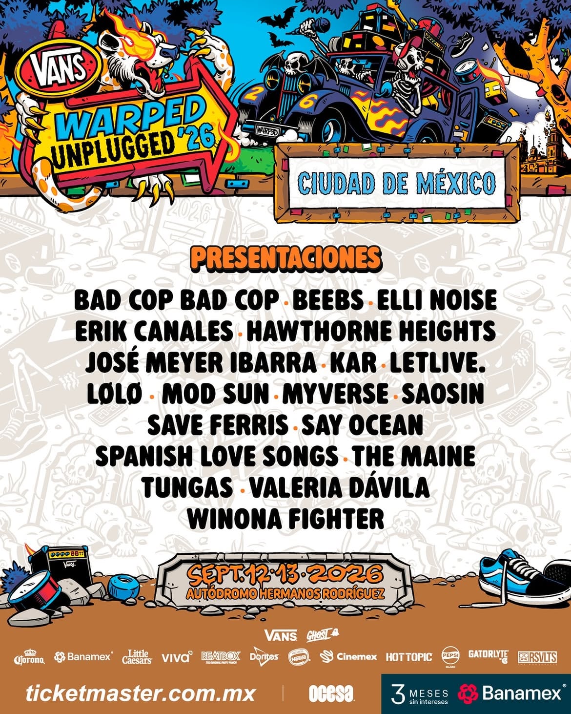 Vans Warped Tour 2026 en Autódromo Hermanos Rodríguez