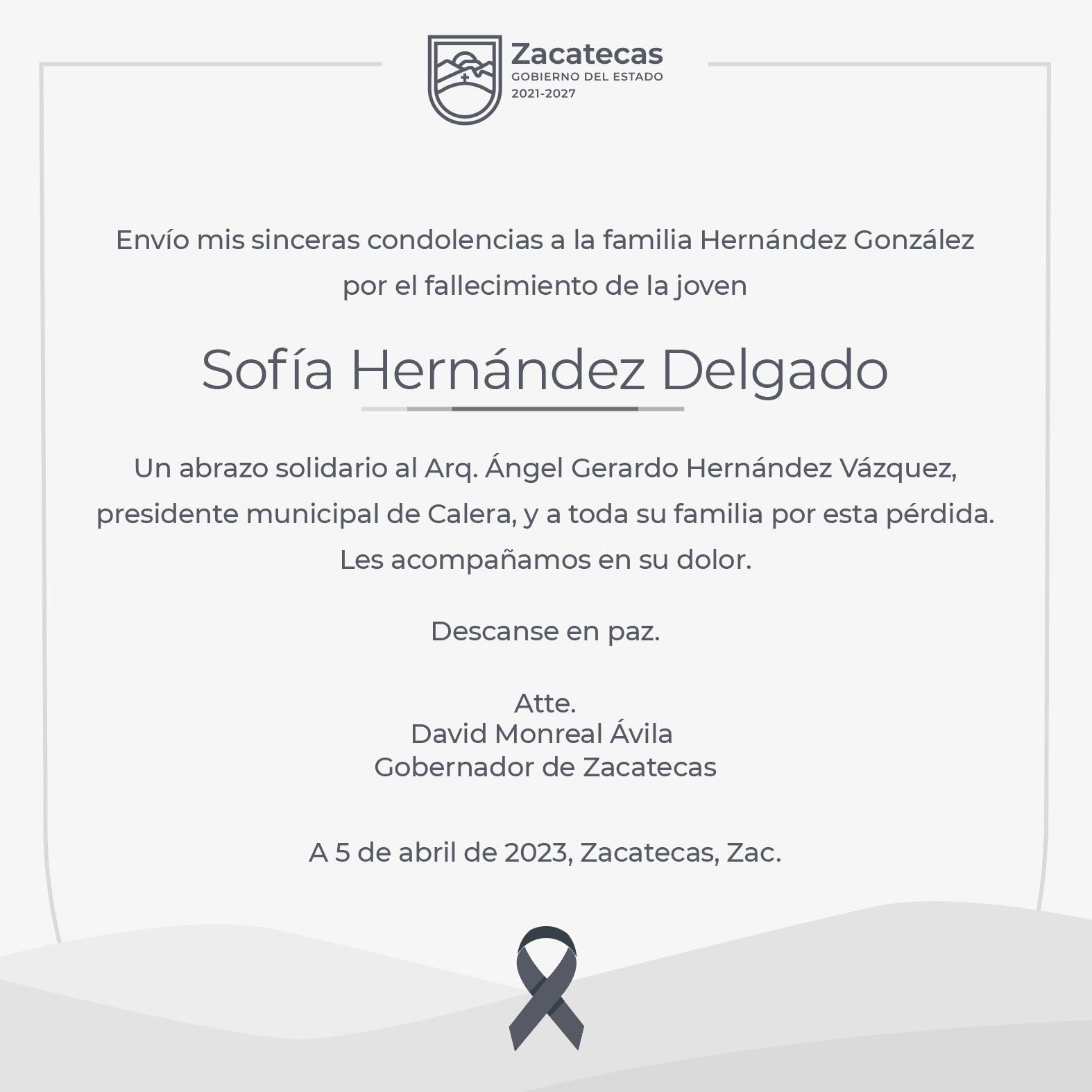 Condolencias David Monreal a alcalde de Calera