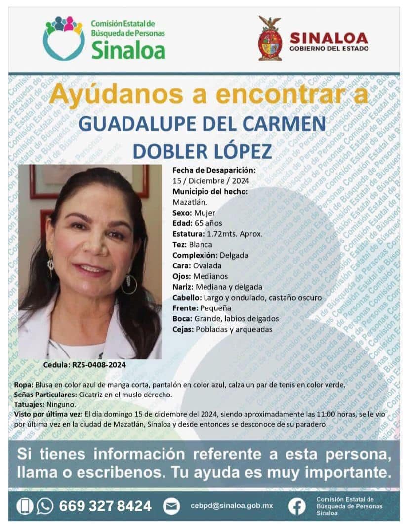 ¿Qué le pasó a Guadalupe Dobler López? Doctora de Mazatlán fue encontrada muerta tras 9 días desaparecida; hay un detenido