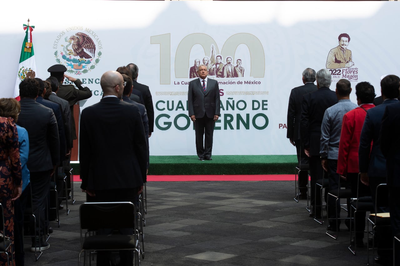 AMLO en el informe de los 100 días de su cuarto año de gobierno
