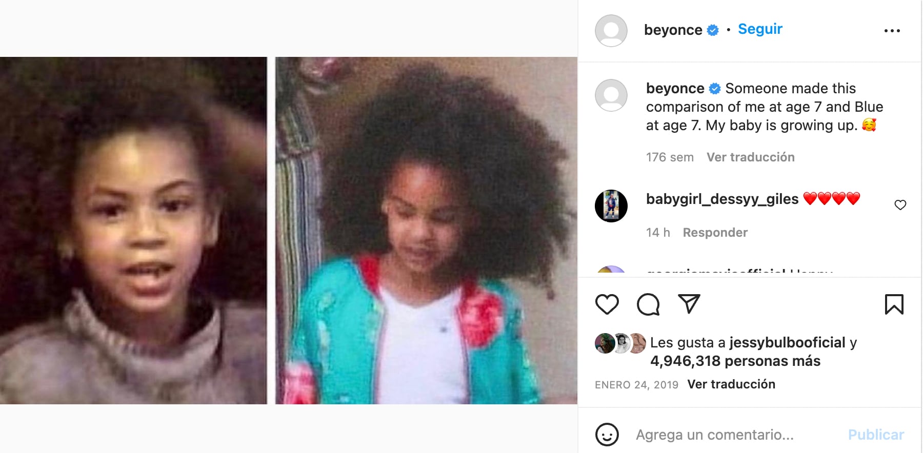 Beyonce mostró el gran parecido que tiene con su hija