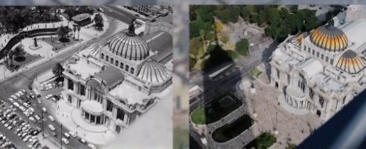 Foto comparativa del Palacio de Bellas Artes