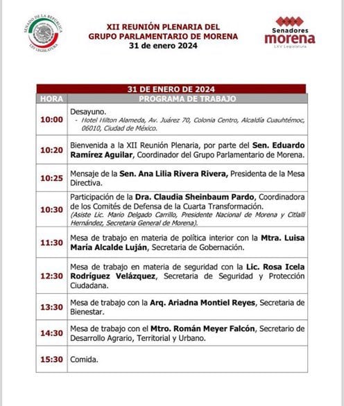 Reunión plenaria de Morena en el Senado