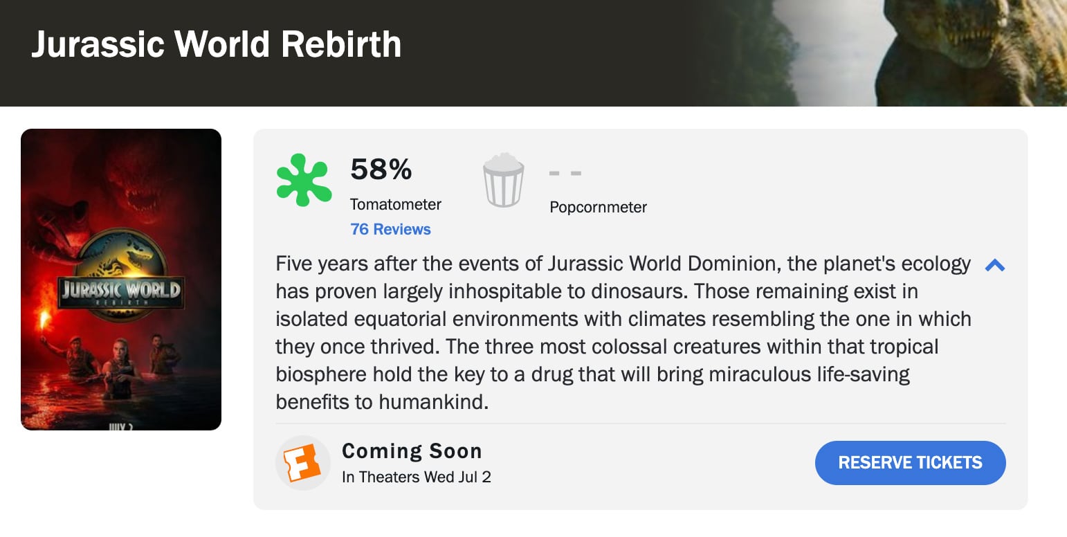 Jurassic World Rebirth ya tiene calificación en Rotten Tomatoes