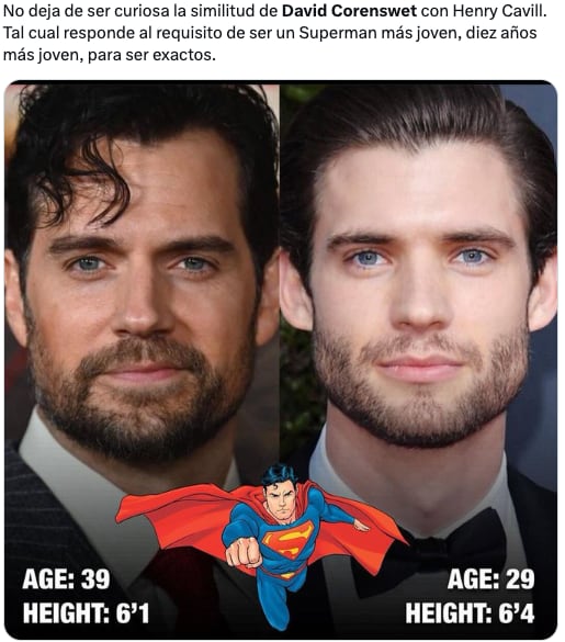 Elección de David Corenswet como Superman causa comparaciones con Henry Cavill y memes