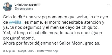 Tuit de usuaria que inventó historia