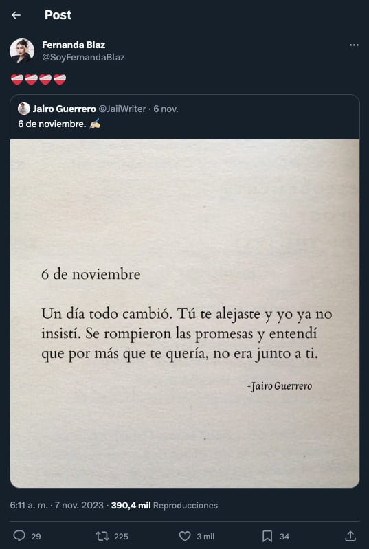Fernanda Blaz cuenta su versión de la ruptura con Werevertumorro