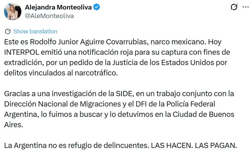 Detienen a Rodolfo Junior Aguirre en Argentina