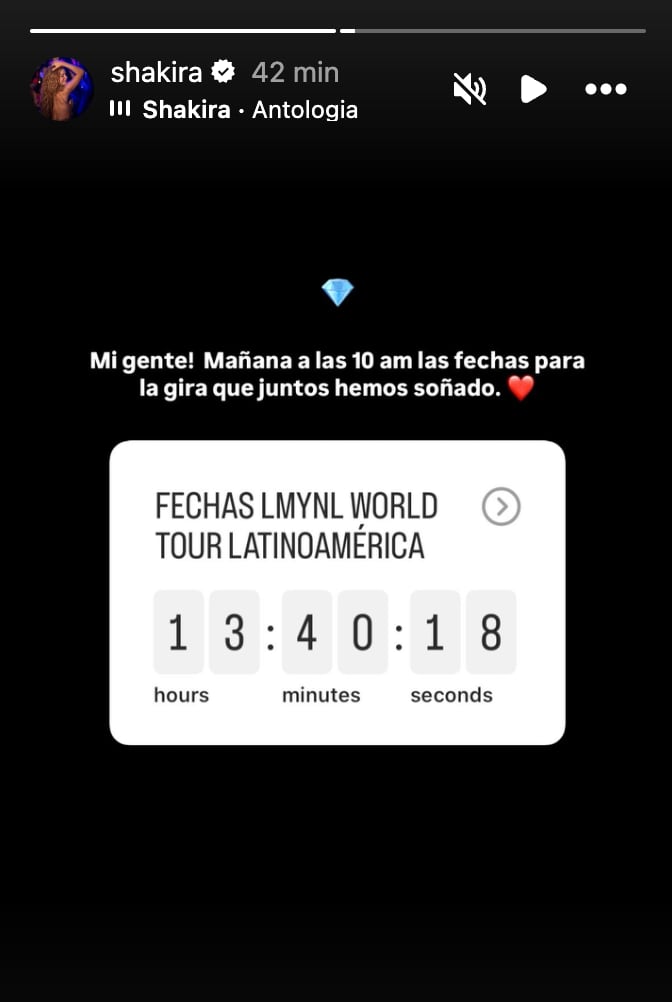 Cuenta regresiva de Shakira para anunciar conciertos por Latinoamérica