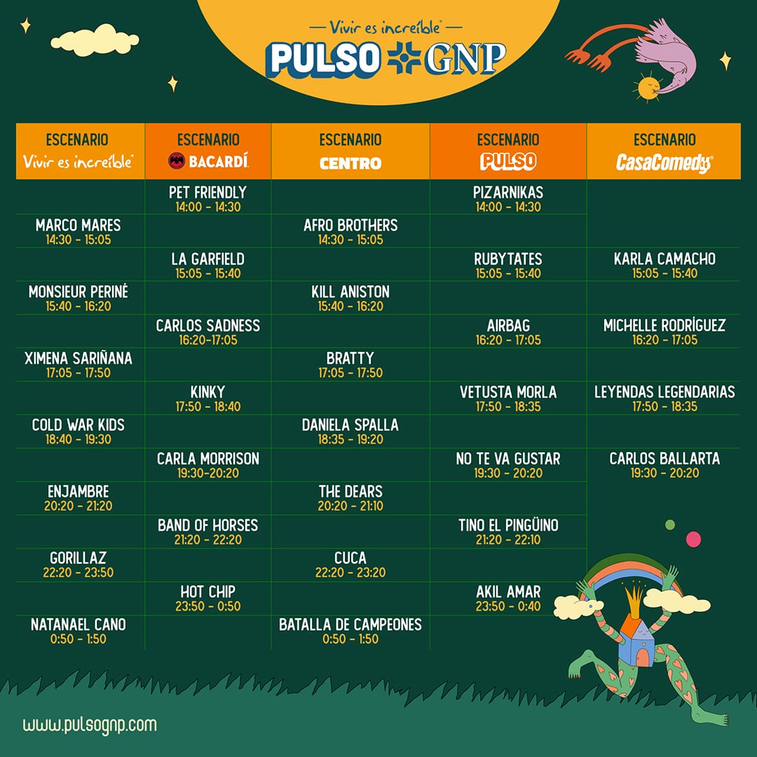 Horarios Pulso GNP: ¿A qué hora tocará Gorillaz y Natanael Cano?