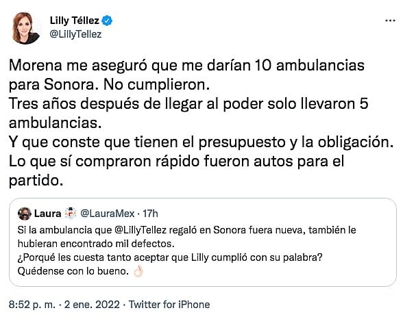 Tuit de Lilly Téllez