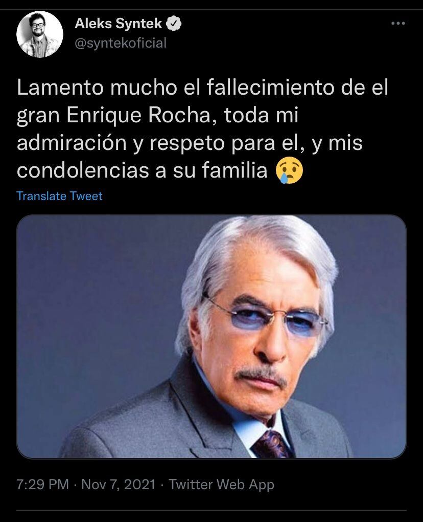 Aleks Syntek reacciona a muerte de Enrique Rocha