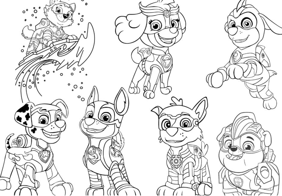 Mighty Pups de Paw Patrol posando