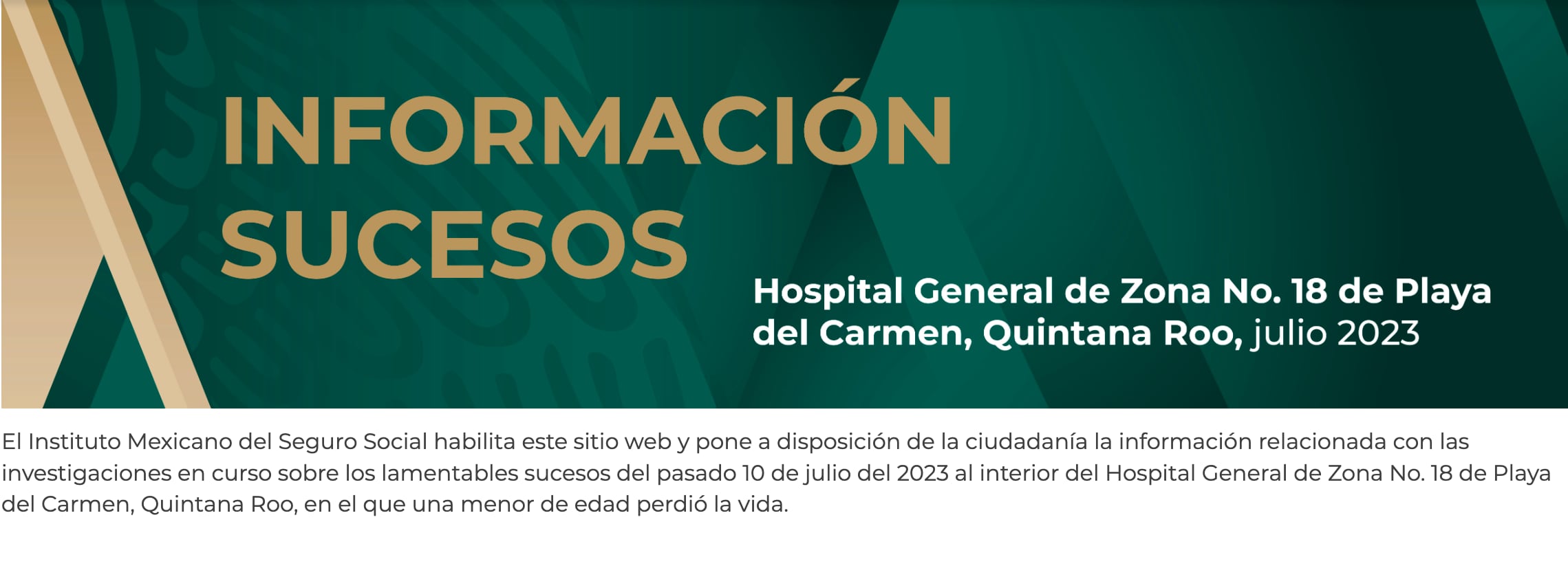 IMSS sobre investigaciones de niña que murió prensada en elevador de hospital en Playa del Carmen
