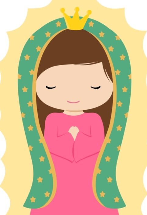 Estampa de la Virgen de Guadalupe con estela