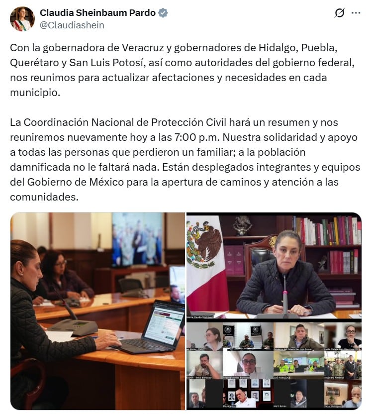 Claudia Sheinbaum alista nueva reunión con daños actualizados