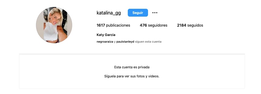 Instagram de Catalina García es privado
