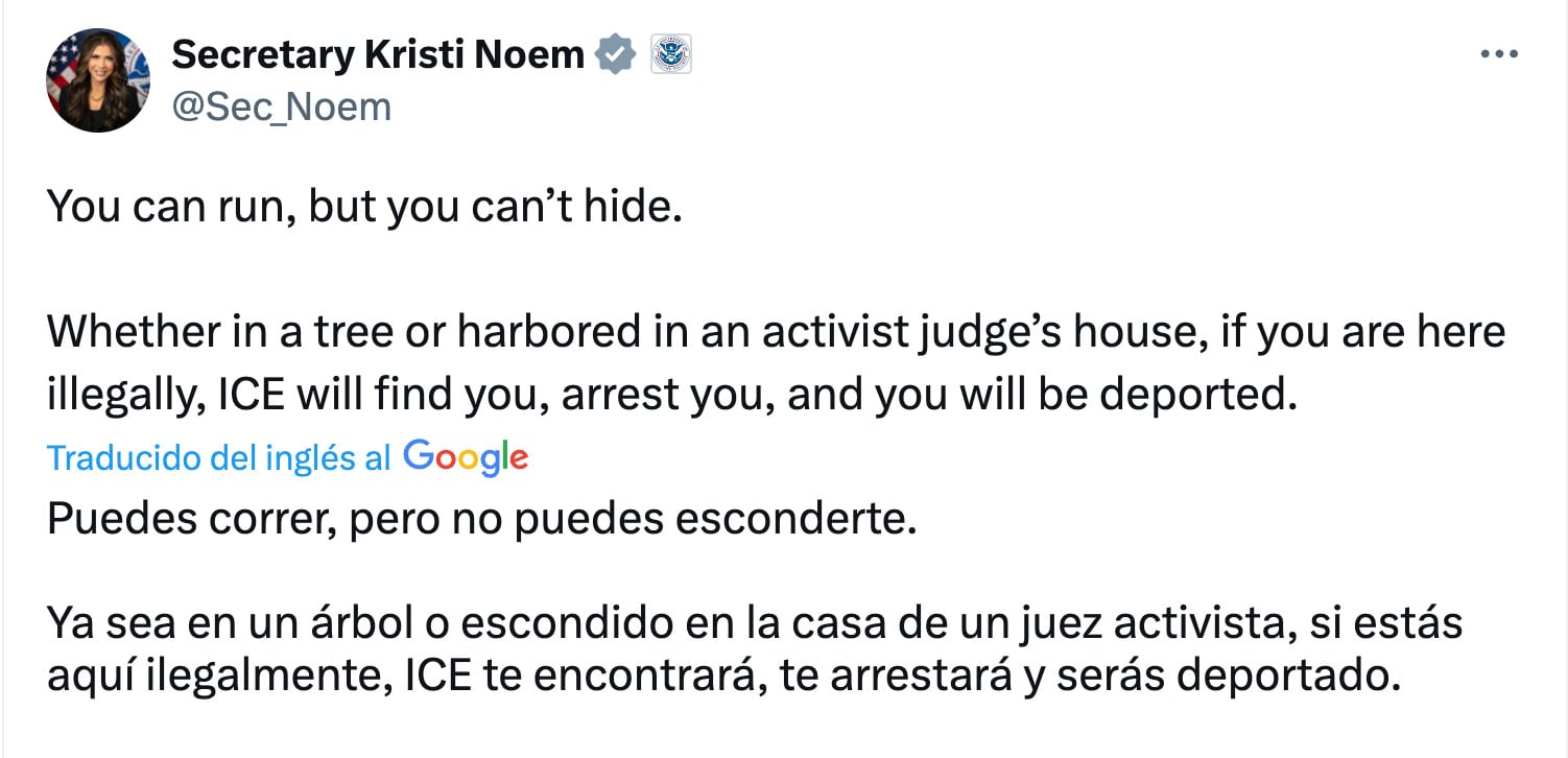 Kristi Noem sobre indocumentados