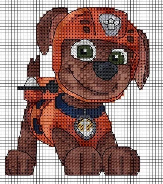 Zuma de Paw Patrol en punto de cruz