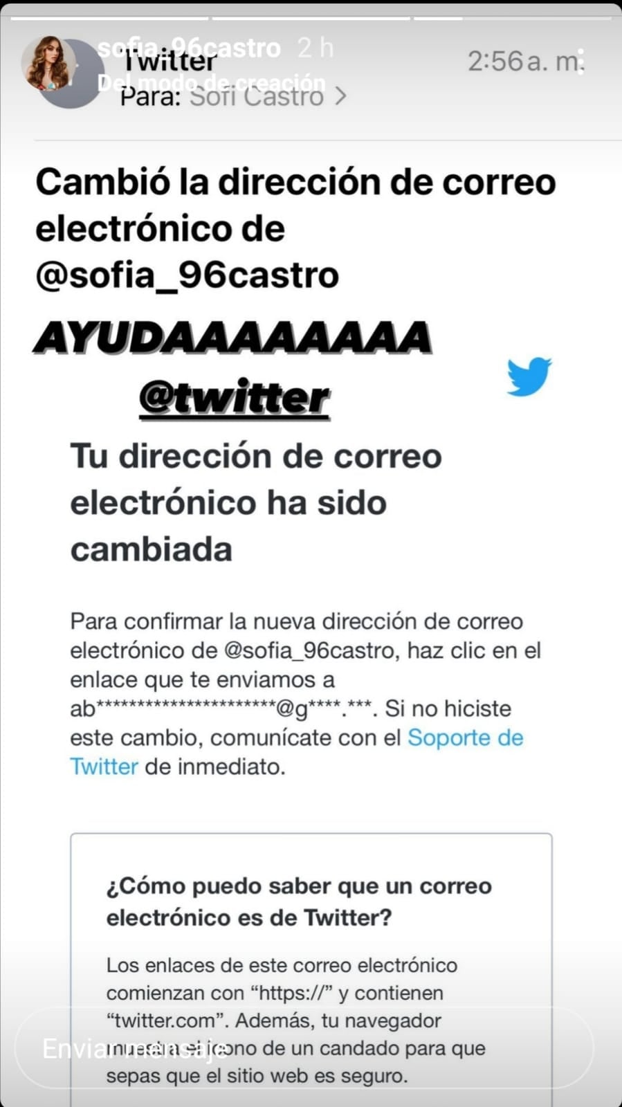Sofía Castro es víctima de hackeo
