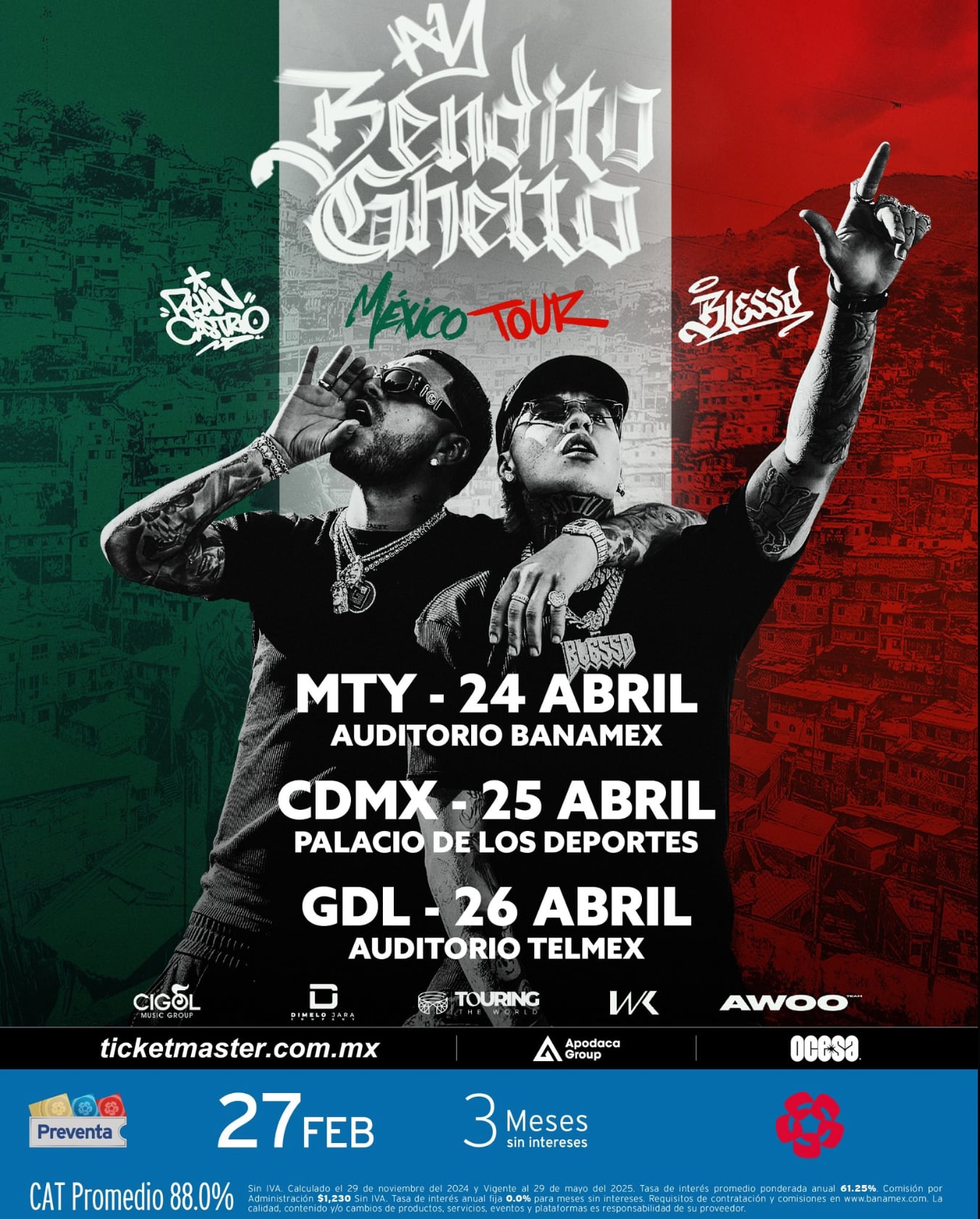 Blessd y Ryan Castro en “Ay Bendito Ghetto México Tour”
