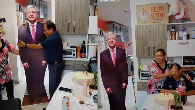 Le regala un AMLO de tamaño real