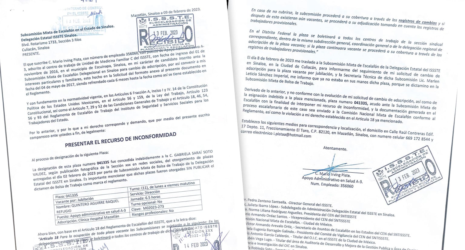 Subcomisión mixta de escalafón Sinaloa