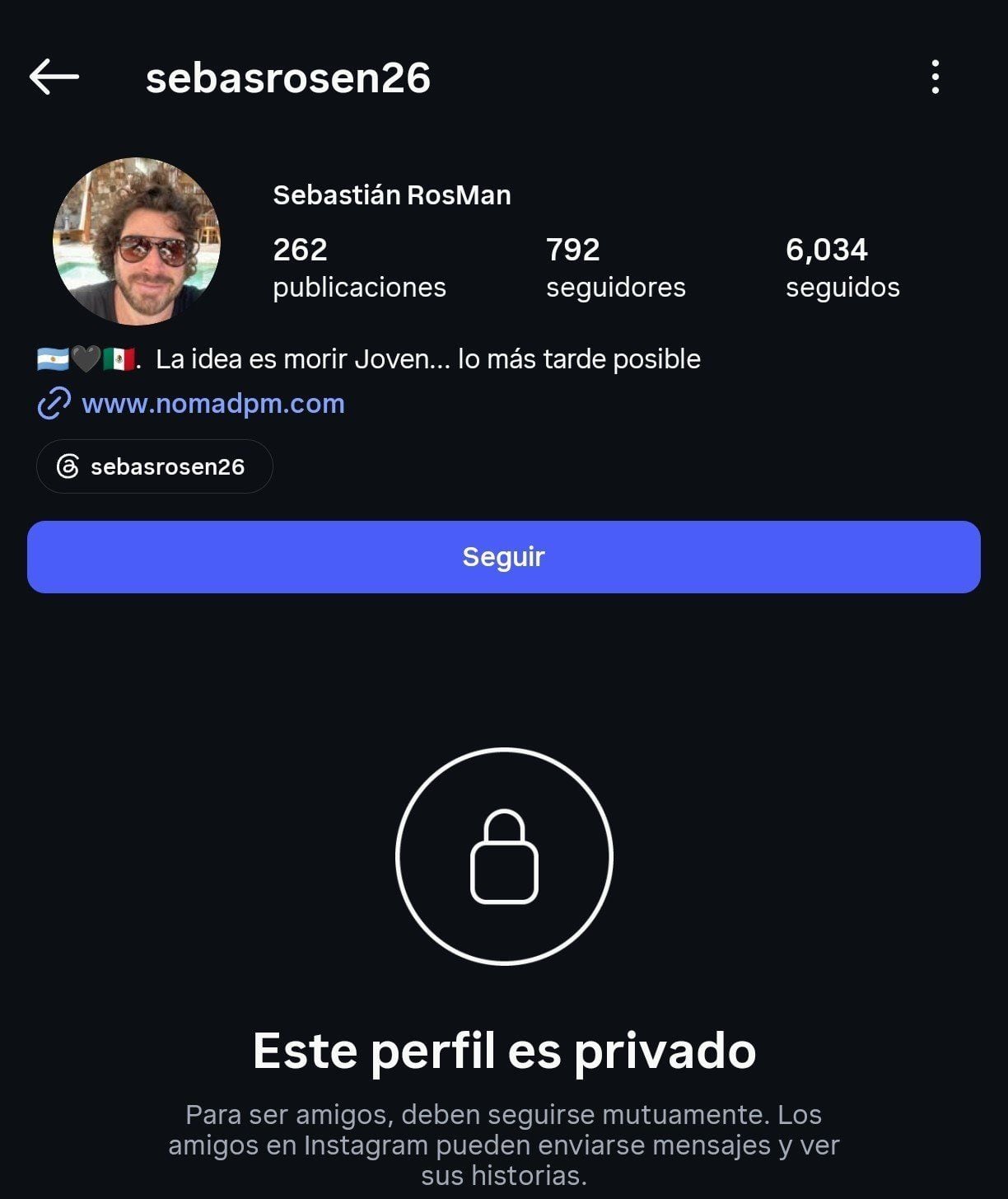 Cuenta de Instagram de Diego Sebastián Rosen.