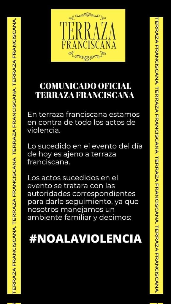 comunicado de Terraza Franciscana