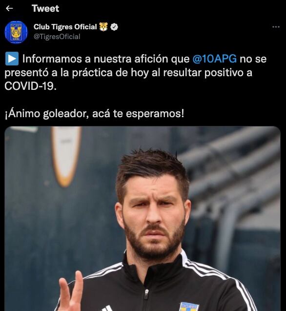 Gignac dio positivo a Covid-19