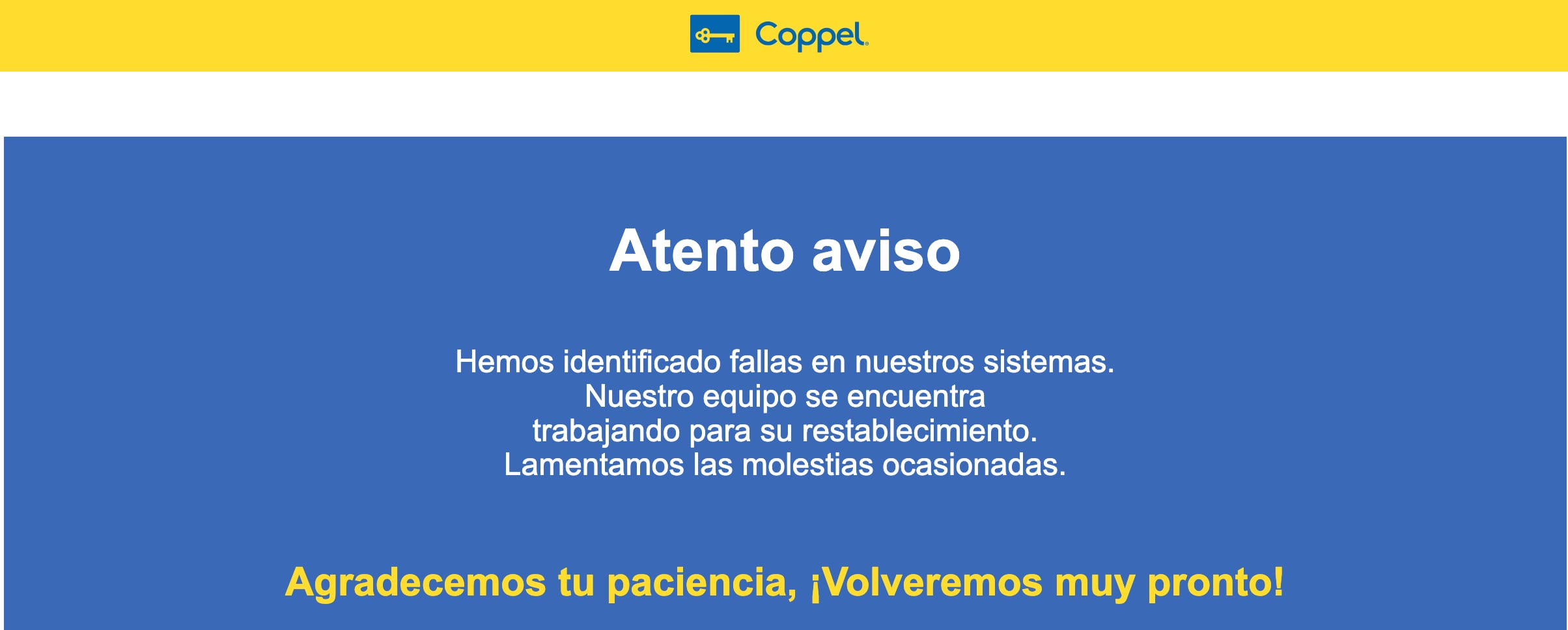 La página de Coppel no funciona tras la caída de su sistema