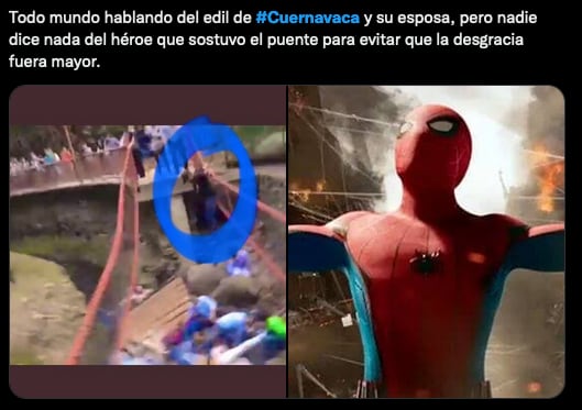 Meme del puente en Paseo Ribereño en Cuernavaca.
