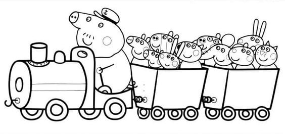 Dibujos de Peppa Pig regreso a clases para colorear