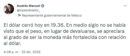 AMLO presume el dólar en 19.36 pesos