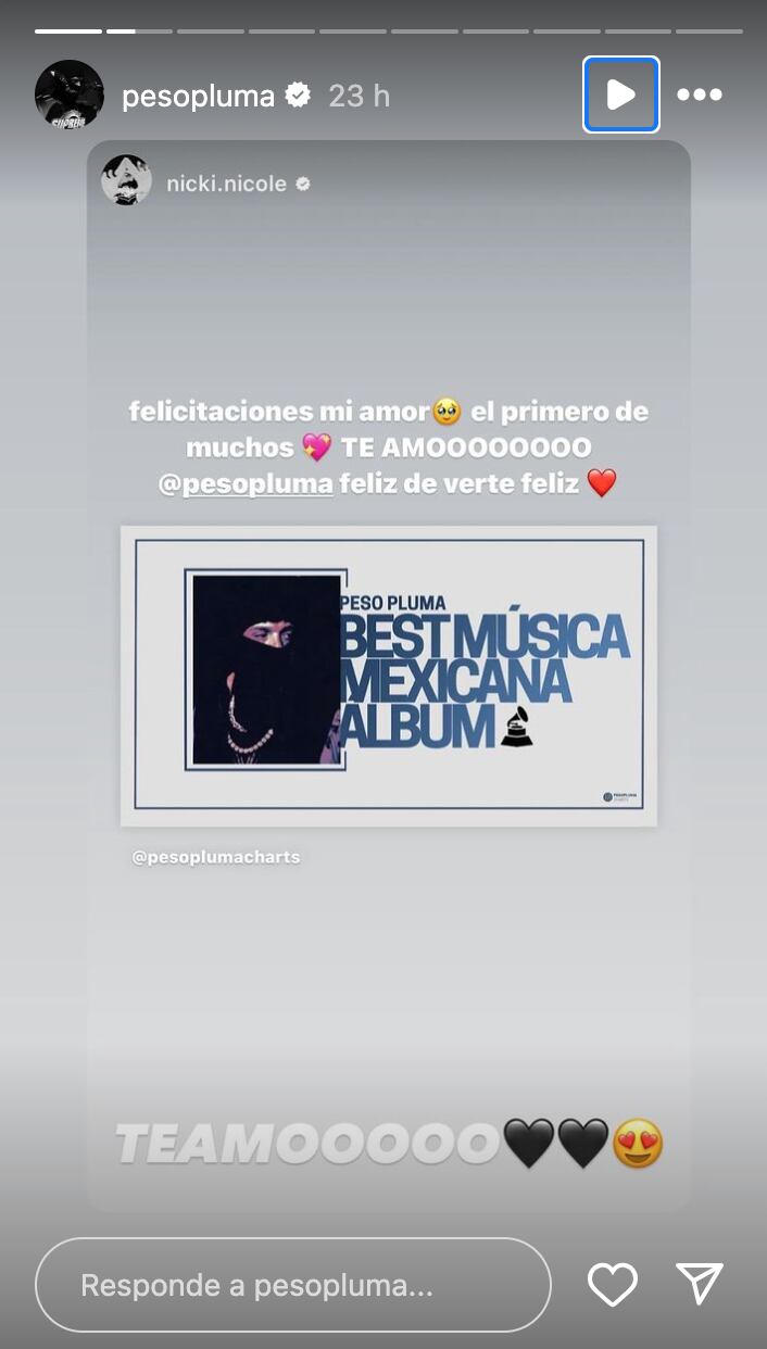 Este fue el mensaje de Nicky Nicole por el Grammy de Peso Pluma
