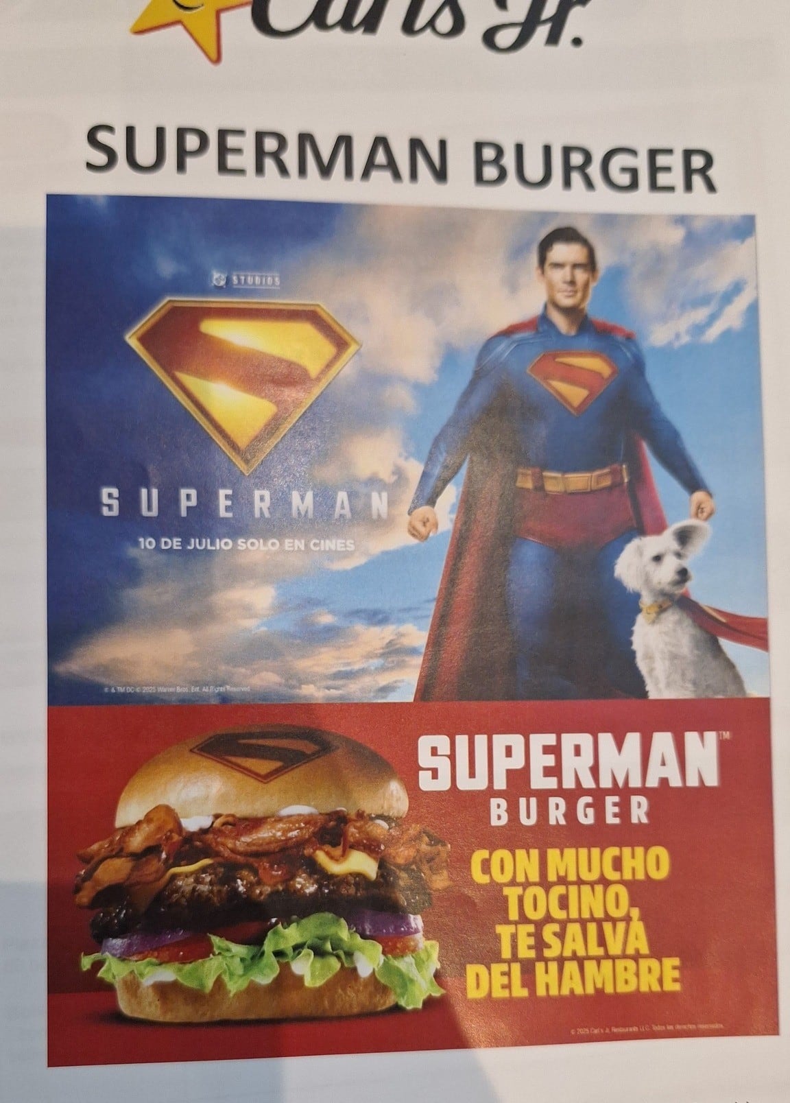 Hamburguesa “Superman burger” de Carl’s Jr.